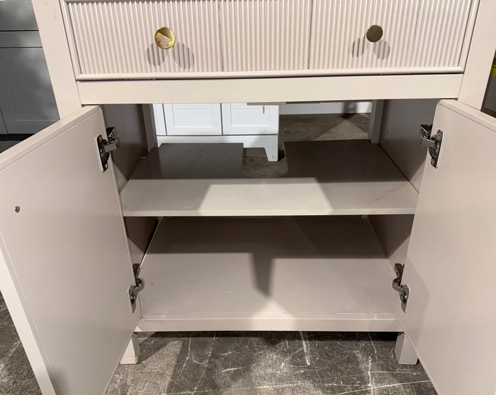allen + roth Sandbanks 30-in Flaxen Greige Undermount Single Sink Bathroom Vanity with White Engineered Stone Top Damaged