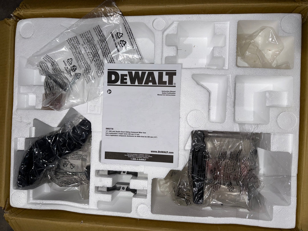 Sierra ingleteadora compuesta con cable DEWALT de 12 pulgadas y 15 amperios con bisel doble (caja abierta)