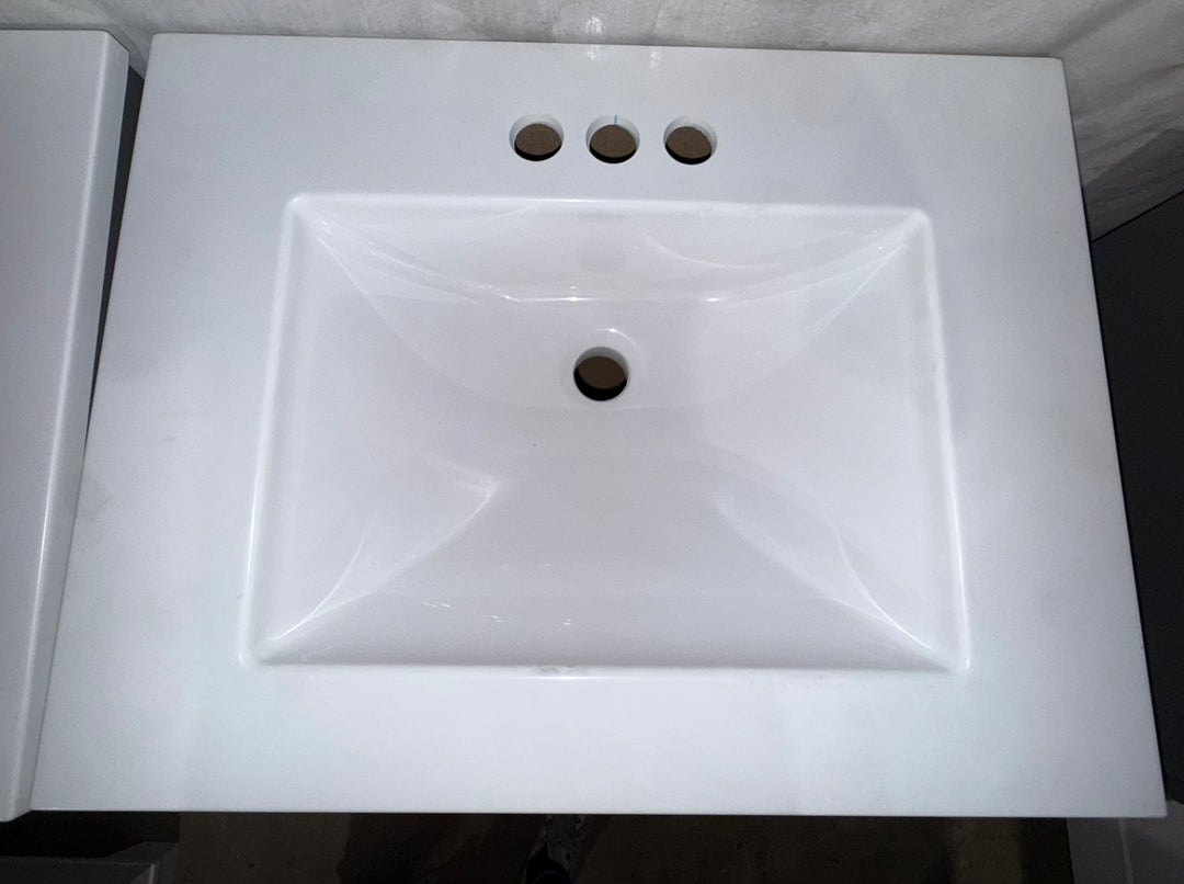 Style Selections Esterbrook 24-in Dark Gray Single Sink Bathroom Vanity with White Cultured Marble Top Damaged