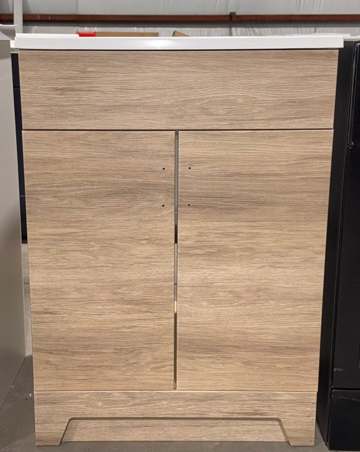 Project Source Tierra 24-in Sandstone Single Sink Bathroom Vanity with White Cultured Marble Top (OB)