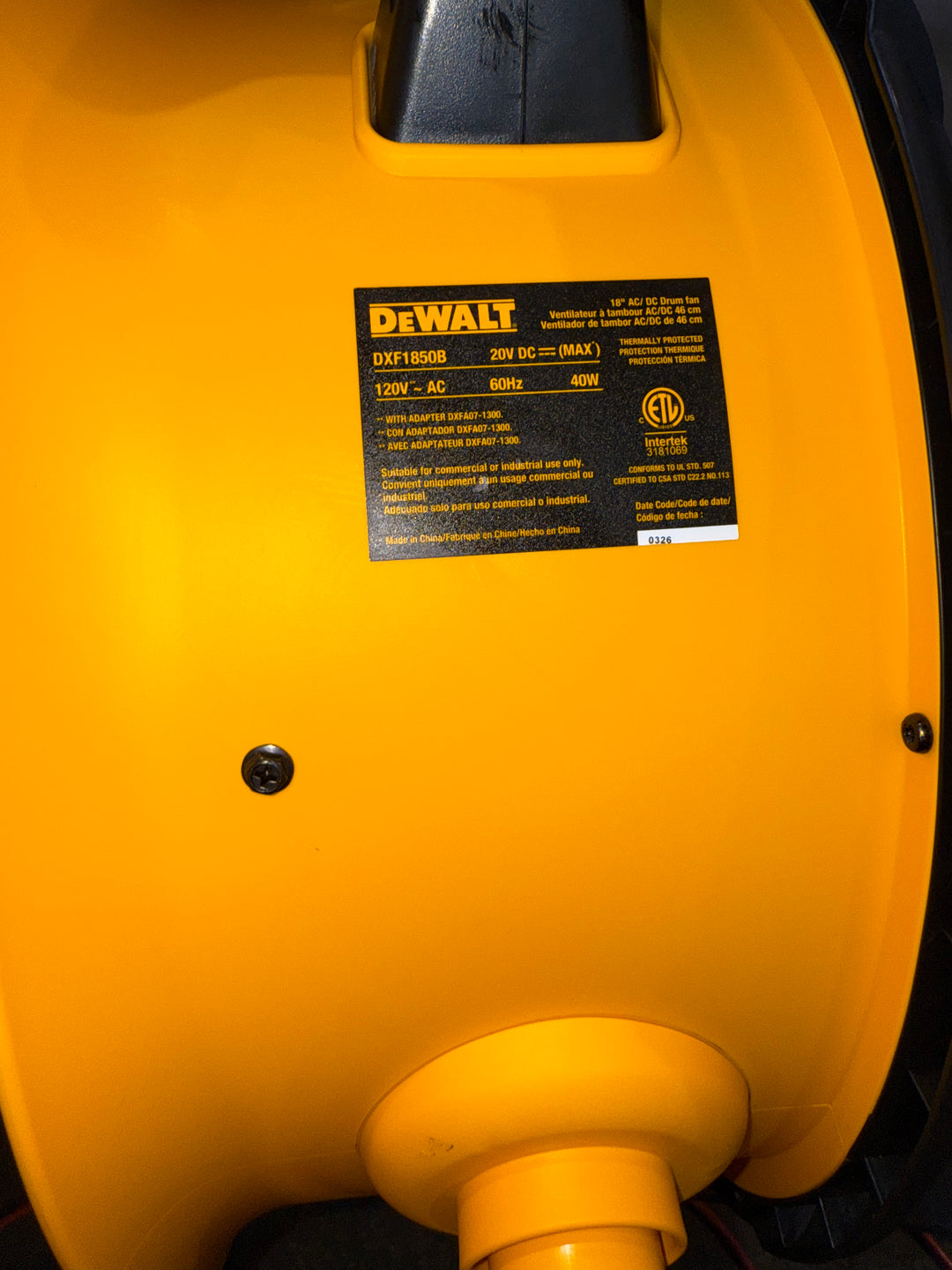 DEWALT 18-in High Velocity Indoor/Outdoor Industrial Fan (Used)