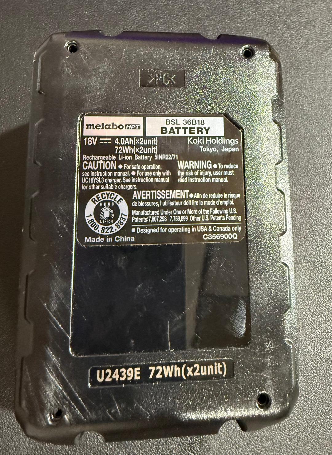 Metabo HPT MultiVolt 36 -Volt 1 -Pack Lithium-ion 4 Ah Battery (Open Box)