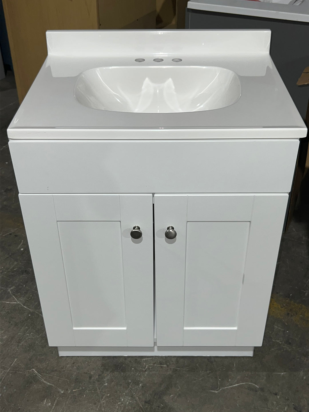 Project Source Dover 24-in True White Single Sink Bathroom Vanity with White Cultured Marble Top (open box)
