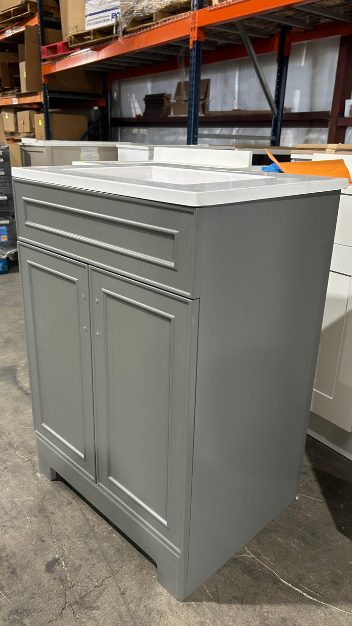 Style Selections Esterbrook 24-in Dark Gray Single Sink Bathroom Vanity with White Cultured Marble Top (Open Box)
