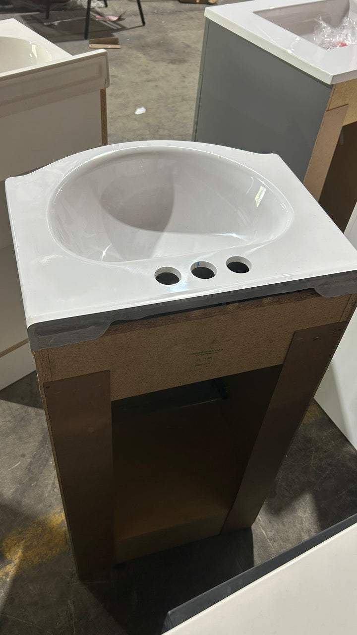 Project Source Euro 18-in Sandstone Single Sink Bathroom Vanity with White Cultured Marble Top (open box)