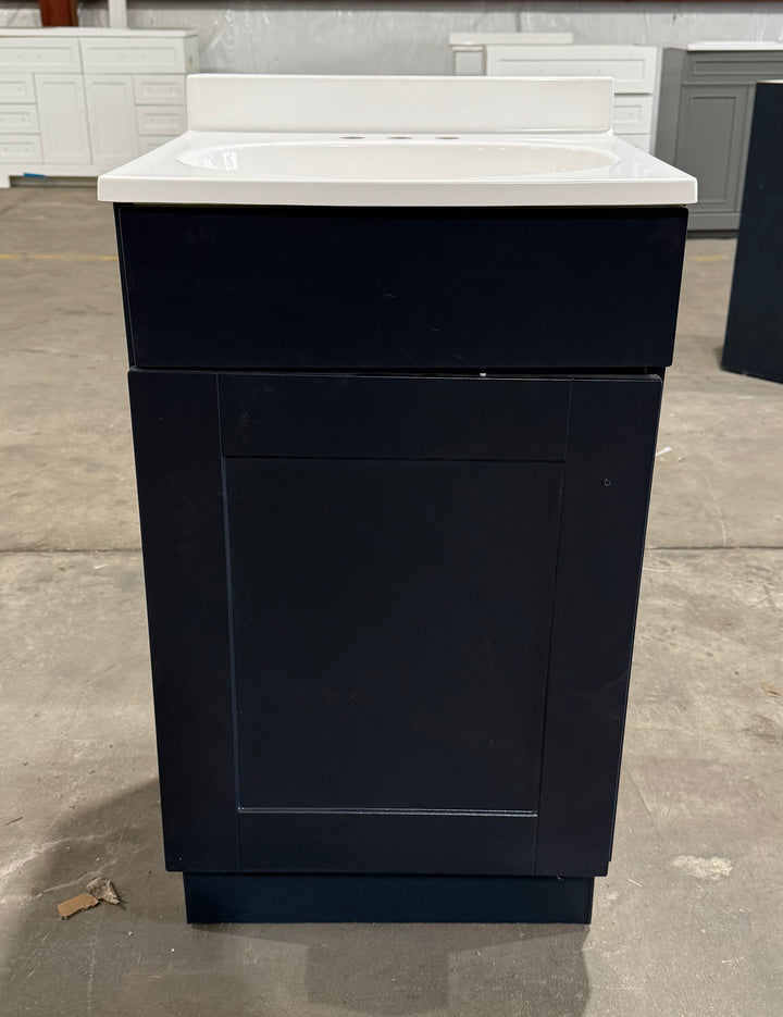 Project Source Dover 18-in Navy Blue Single Sink Bathroom Vanity with White Cultured Marble Top (open box)