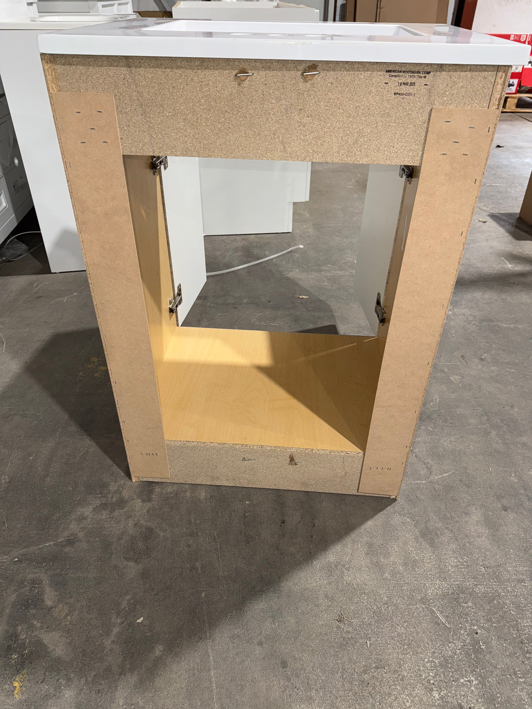 Project Source Tierra 24-in Sandstone Single Sink Bathroom Vanity with White Cultured Marble Top (Damaged)