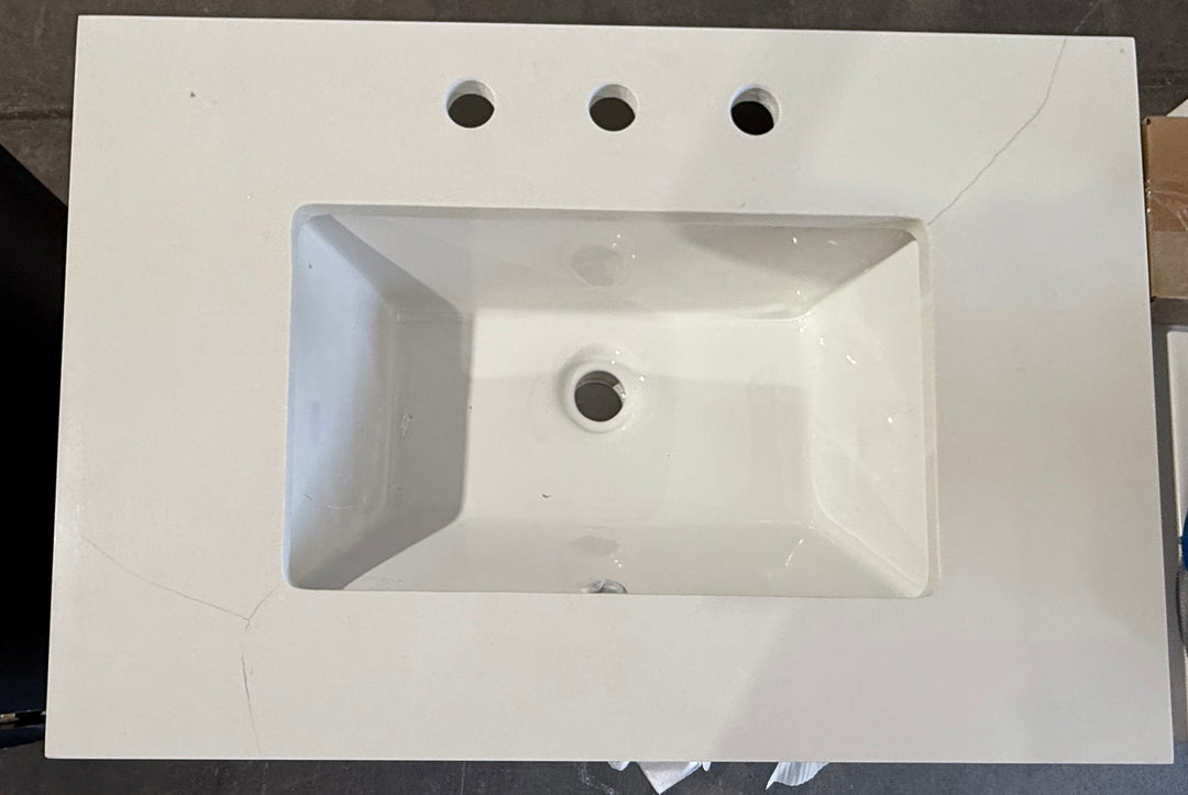 allen roth Rigsby 30-in White Undermount Single Sink Bathroom Vanity with White Engineered Marble Top (damaged)