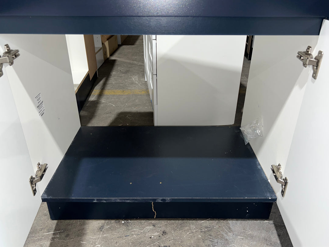 Project Source Dover 30-in Navy Blue Single Sink Bathroom Vanity with White Top (DAMAGED)(DONT LIST) (MP ONLY)