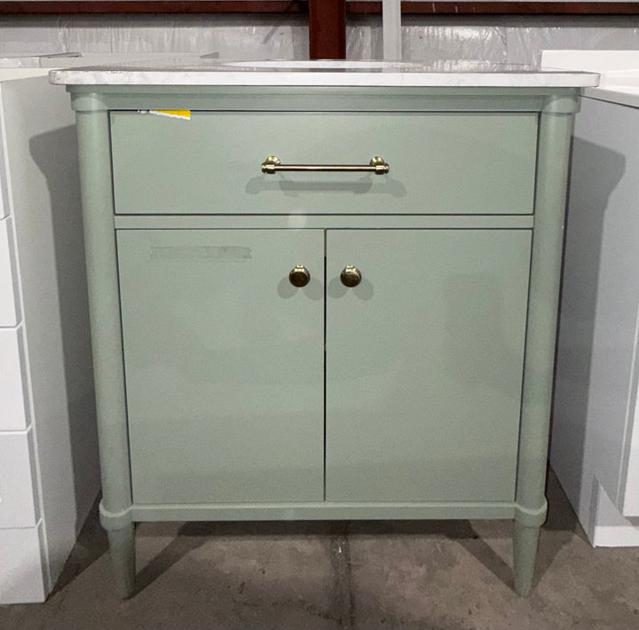 allen + roth Rian 30-in Sea green Undermount Single Sink Bathroom Vanity with White Engineered Stone Top (Open Box)