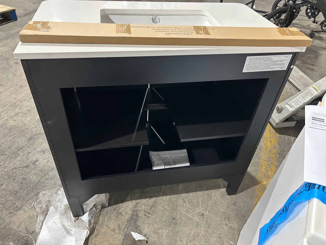 Origin 21 Jenkins 36-in Black Undermount Single Sink Bathroom Vanity with White Engineered Stone Top (open box)