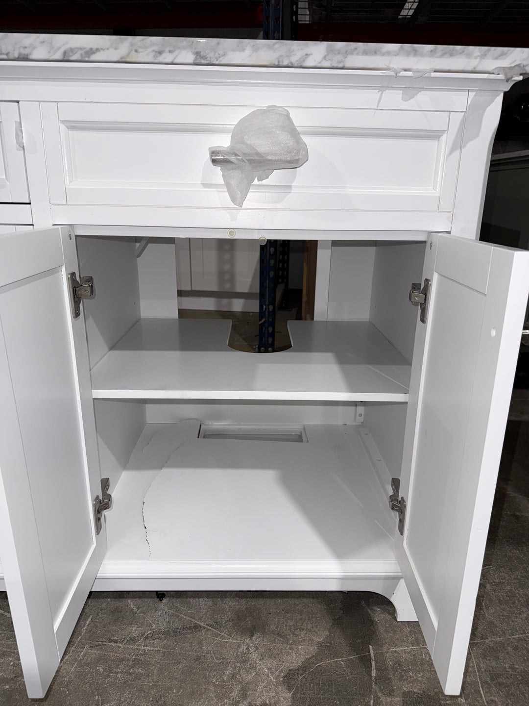 allen + roth Roveland 60-in White Undermount Double Sink Bathroom Vanity with Top (damaged)
