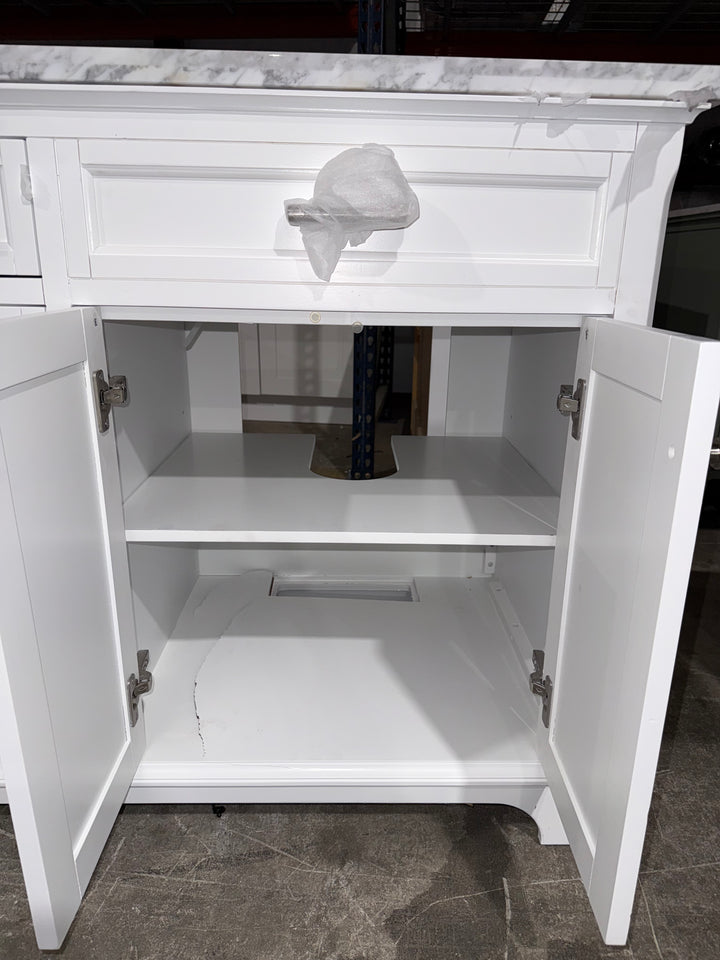 allen + roth Roveland 60-in White Undermount Double Sink Bathroom Vanity with Top (damaged)