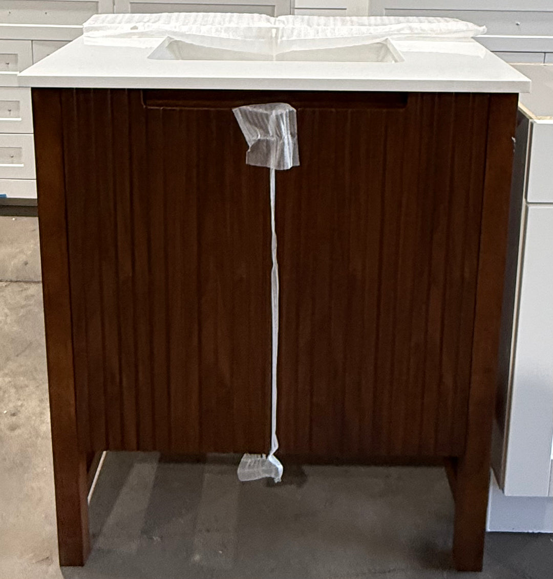 Origin 21 Lolli 30-in Walnut Bathroom Vanity with White Stone Top (open box)