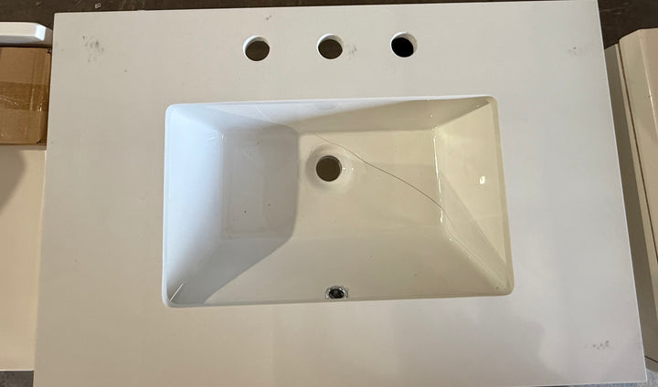 allen roth Rigsby 30-in White Undermount Single Sink Bathroom Vanity with White Engineered Marble Top (damaged)