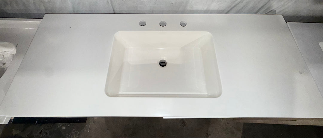 Style Selections Cauley 48-in True White Single Sink Bathroom Vanity with White Cultured Marble Top (damaged)