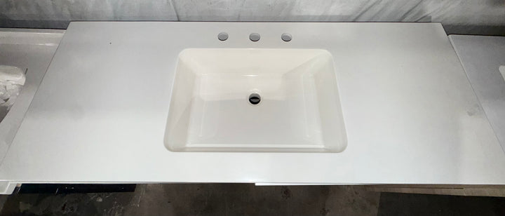 Style Selections Cauley 48-in True White Single Sink Bathroom Vanity with White Cultured Marble Top (damaged)
