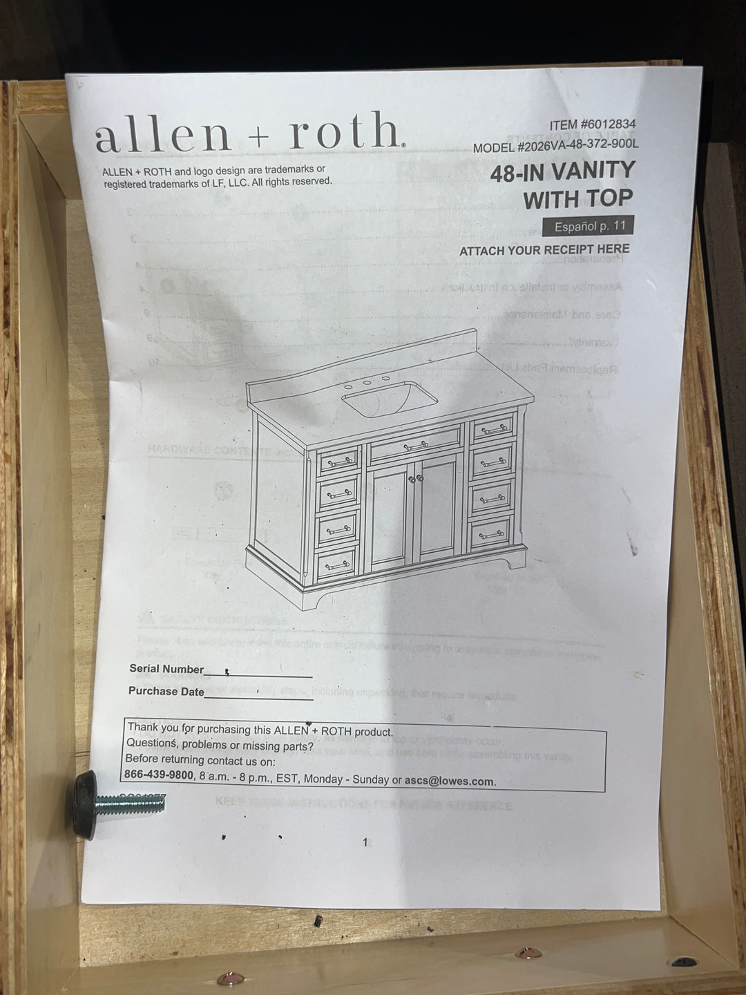 allen + roth Roveland 48-in Deep Walnut Undermount Single Sink Bathroom Vanity (NO TOP)