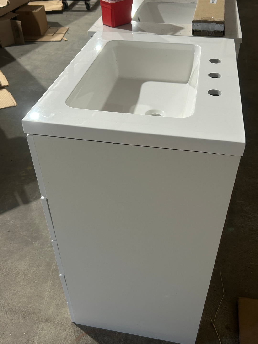 Style Selections Cauley 24-in True White Single Sink Bathroom Vanity with White Cultured Marble Top (open box)