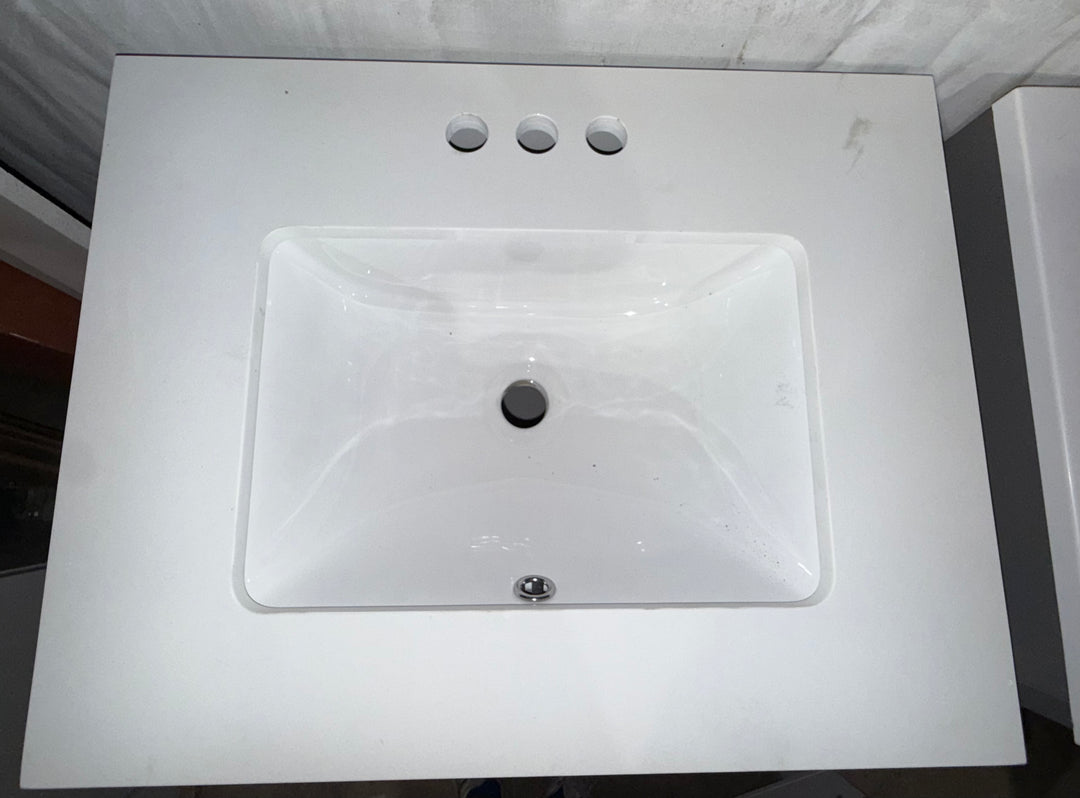 Style Selections Dolton 24-in True White Undermount Single Sink Bathroom Vanity with White Engineered Stone Top