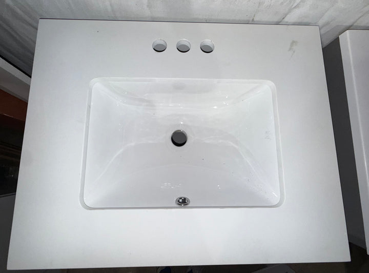 Style Selections Dolton 24-in True White Undermount Single Sink Bathroom Vanity with White Engineered Stone Top