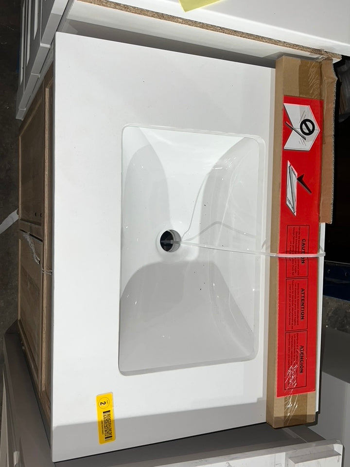 Style Selections Dolton 24-in Light Natural Oak Undermount Single sink Bathroom Vanity with White Engineered marble Top (open box)