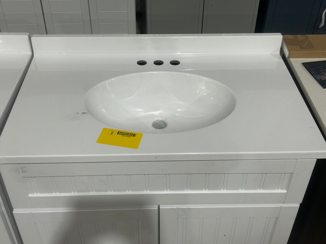 Style Selections Ellenbee 30-in White Single sink Bathroom Vanity with White Cultured marble Top (damaged)