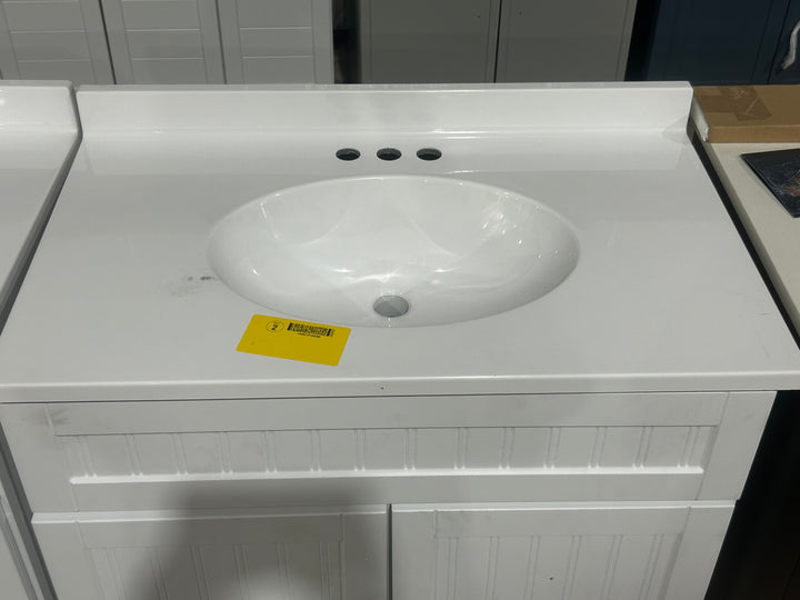 Style Selections Ellenbee 30-in White Single sink Bathroom Vanity with White Cultured marble Top (damaged)