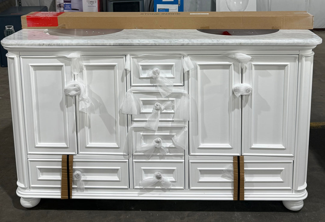 allen + roth Wrightsville 60-in Muse Gray Double Sink Bathroom Vanity Top Damaged