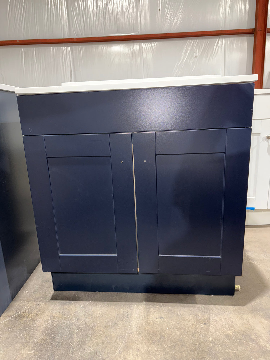 Project Source Dover 30-in Navy Blue Single Sink Bathroom Vanity with White Top (Open Box)