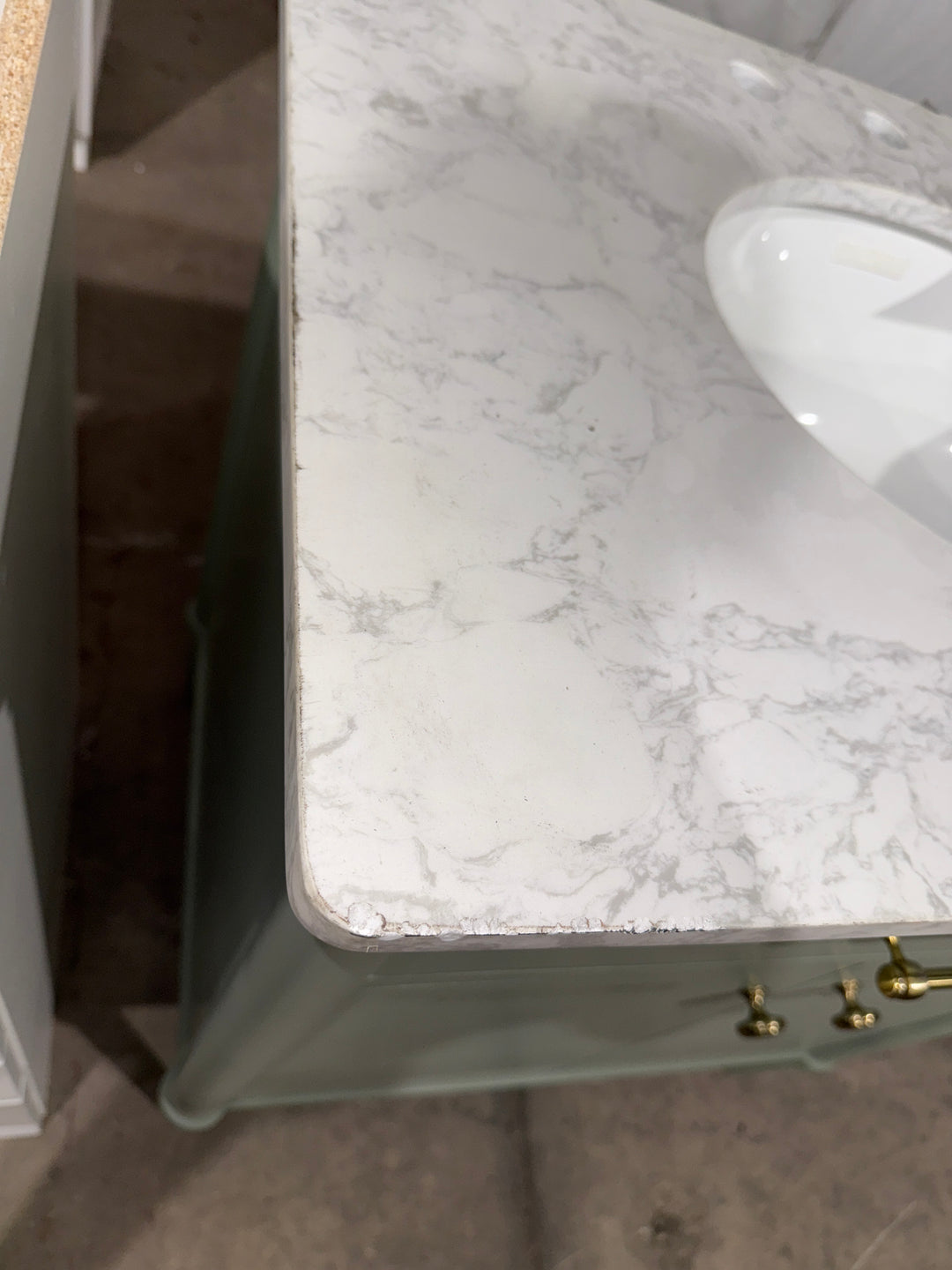 allen + roth Rian 30-in Sea green Undermount Single Sink Bathroom Vanity with White Engineered Stone Top (Damaged)