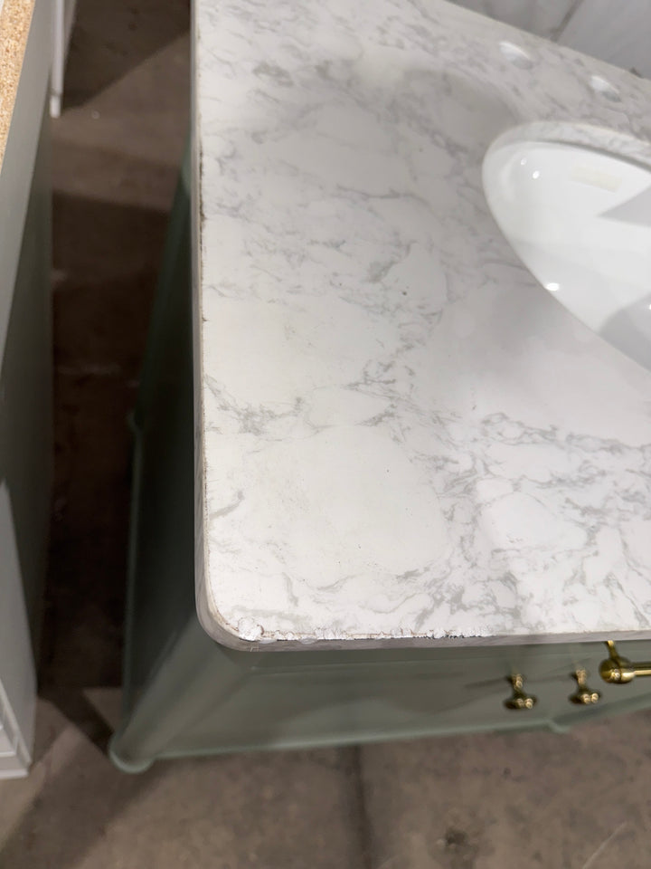 allen + roth Rian 30-in Sea green Undermount Single Sink Bathroom Vanity with White Engineered Stone Top (Damaged)