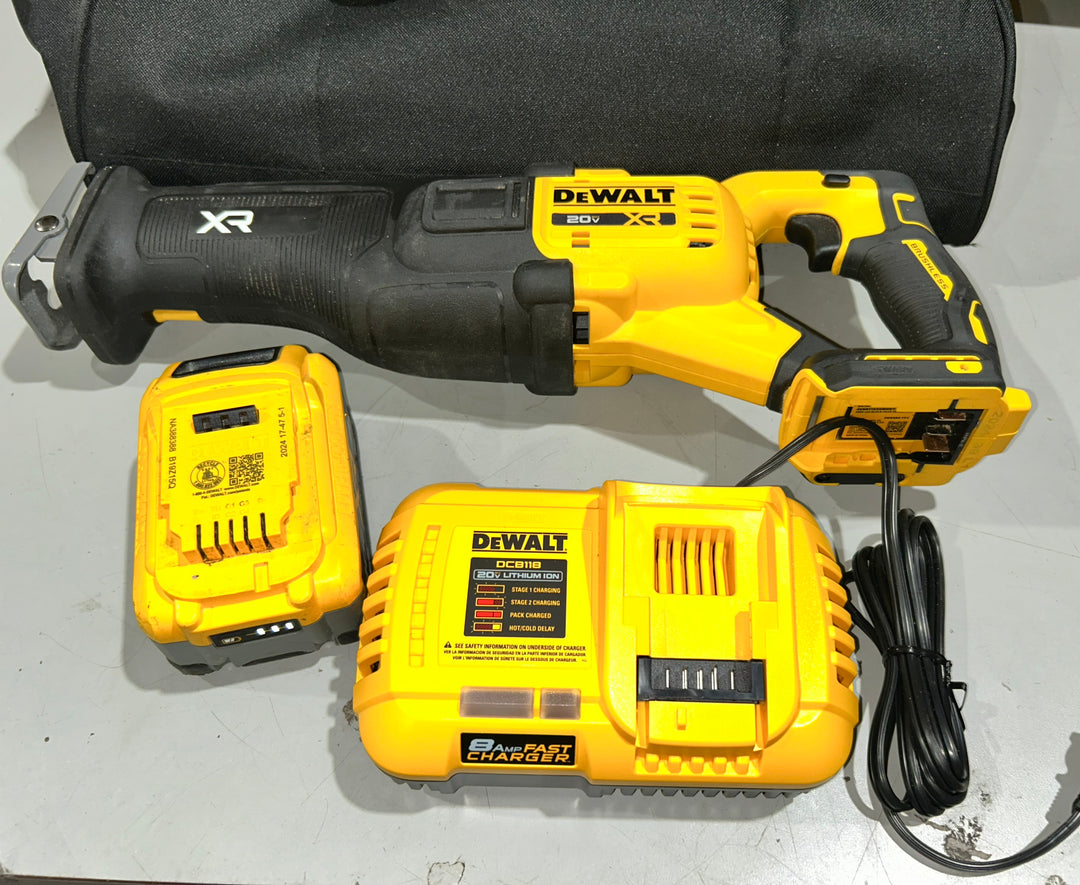 DEWALT XR 20-volt Max Variable Speed Brushless Cordless Reciprocating Saw ( Battery Included and Charger Included ) (used)