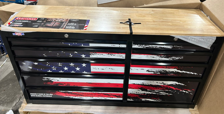 CRAFTSMAN 62.5-in W x 37.5-in H 9 -Drawers Rolling Black Butcher block Work Bench (new)