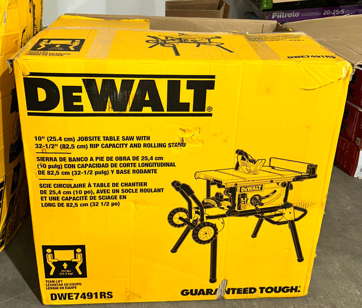 DEWALT 10-in 15 -Amp Portable Jobsite Table Saw with Foldable Rolling Stand (OPEN BOX)