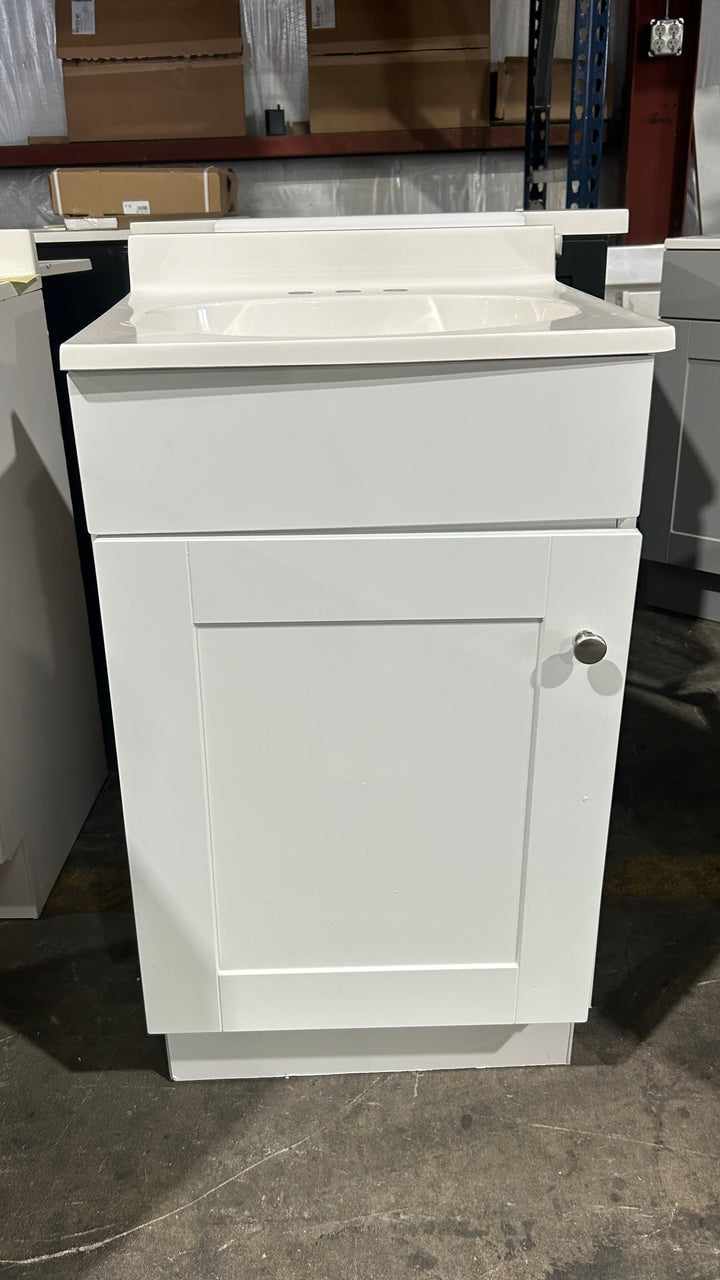 Project Source Dover 18-in True White Single sink Bathroom Vanity with White Cultured marble Top (Open Box)