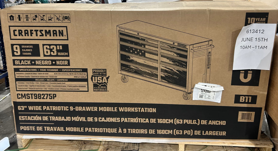 CRAFTSMAN 62.5-in W x 37.5-in H 9 -Drawers Rolling Black Butcher block Work Bench (new)