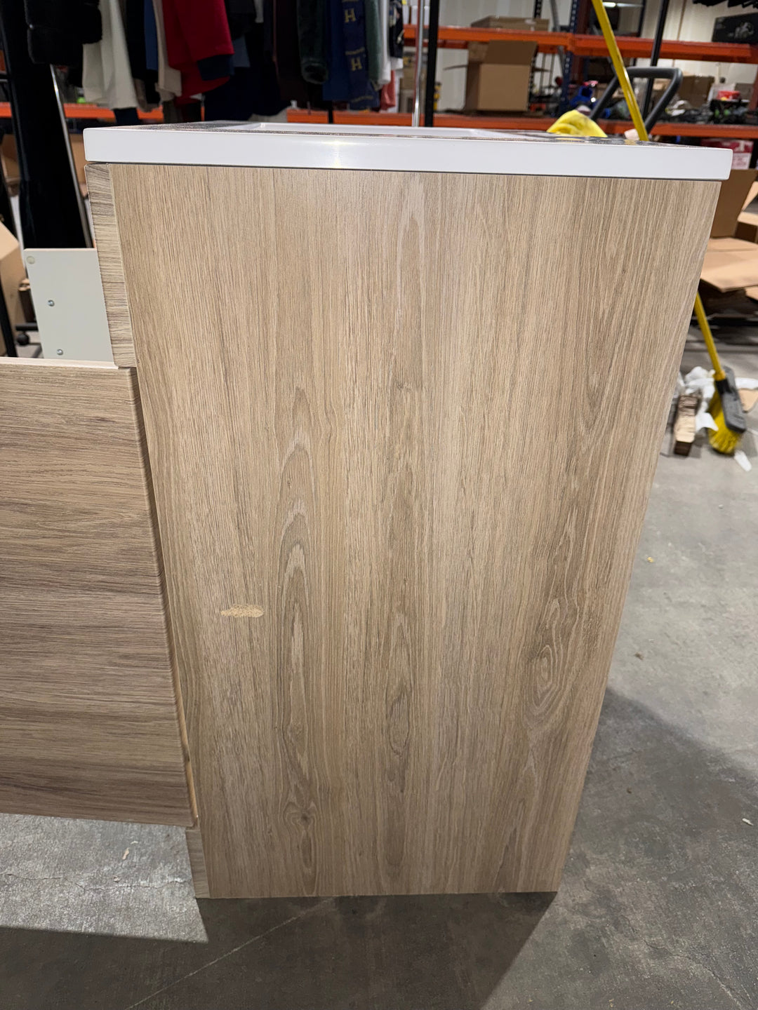 Project Source Tierra 24-in Sandstone Single Sink Bathroom Vanity with White Cultured Marble Top (Damaged)