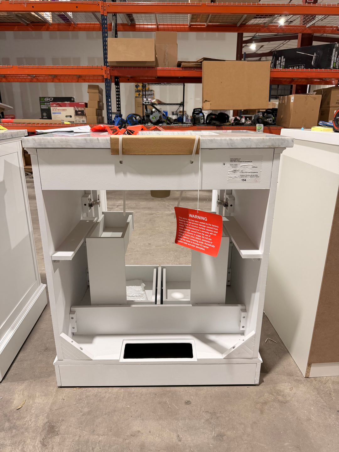 allen + roth Roveland 30-in White Undermount Single Sink Bathroom Vanity with Natural Carrara Natural Marble Top *No Backsplash*(open box)