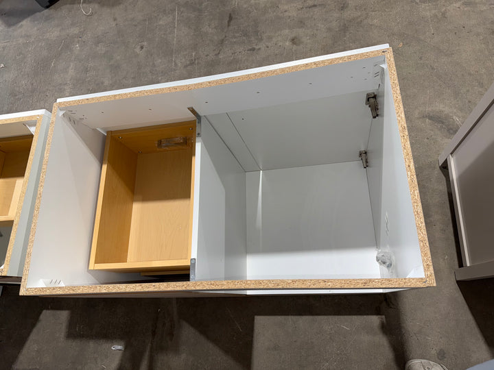 Project Source Series 36-in True White Bathroom Vanity Base Cabinet without Top (Damaged)