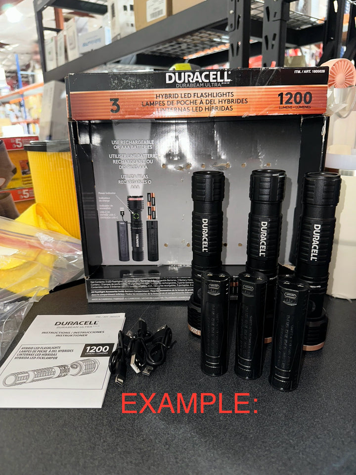 Duracell 1200LM Hybrid LED Flashlight, 3-pack (open box)
