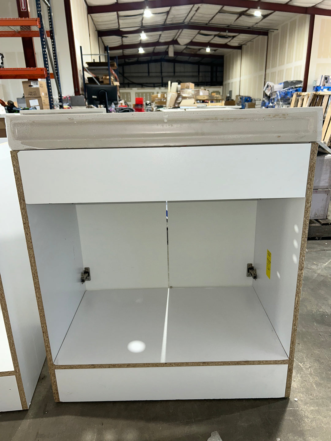Project Source Dover 30-in True White Single sink Bathroom Vanity with White Cultured marble Top (damaged)