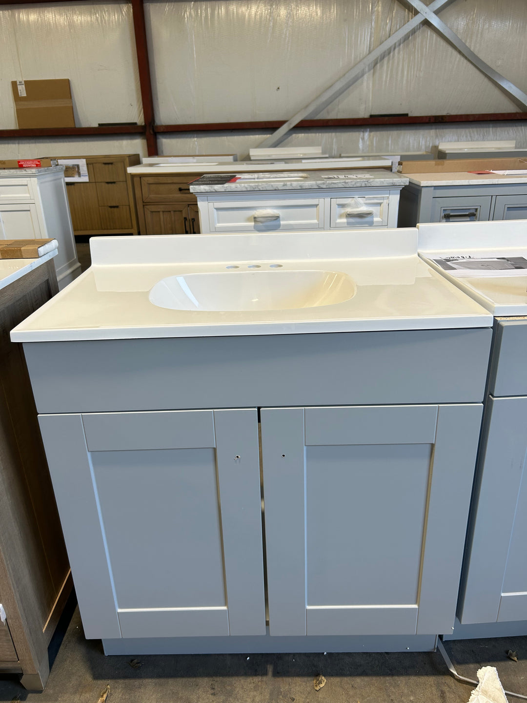 Project Source Dover 30-in Light Gray Single sink Bathroom Vanity with White Cultured marble Top (open box)