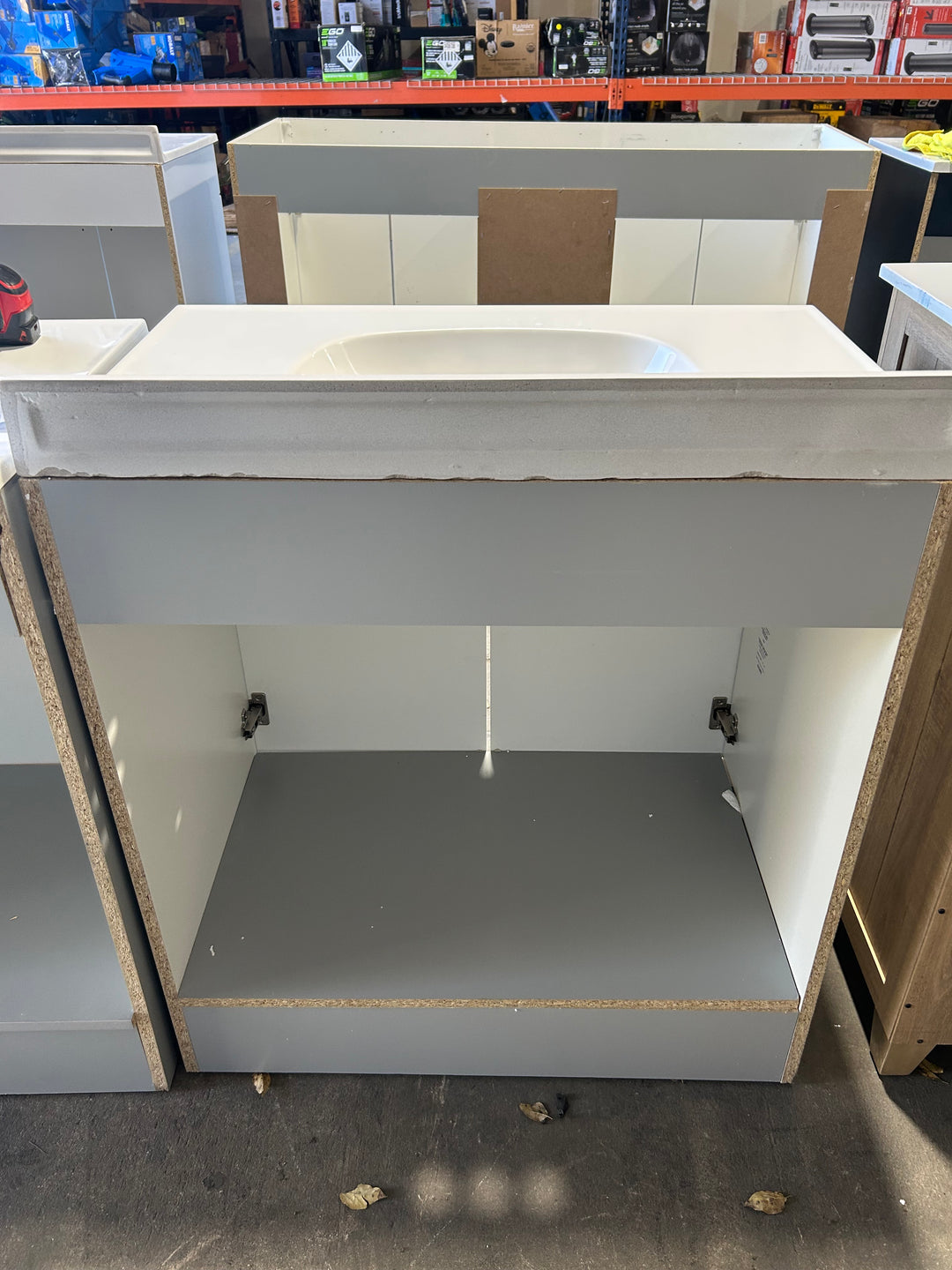 Project Source Dover 30-in Light Gray Single sink Bathroom Vanity with White Cultured marble Top (open box)