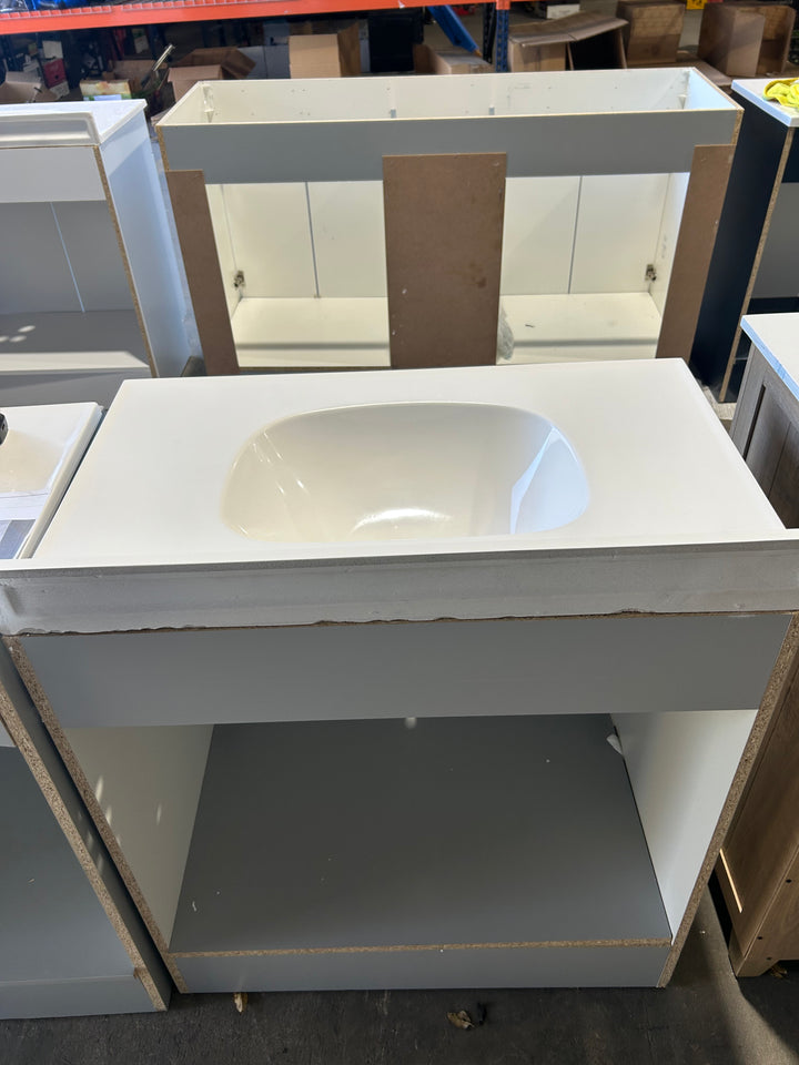 Project Source Dover 30-in Light Gray Single sink Bathroom Vanity with White Cultured marble Top (open box)