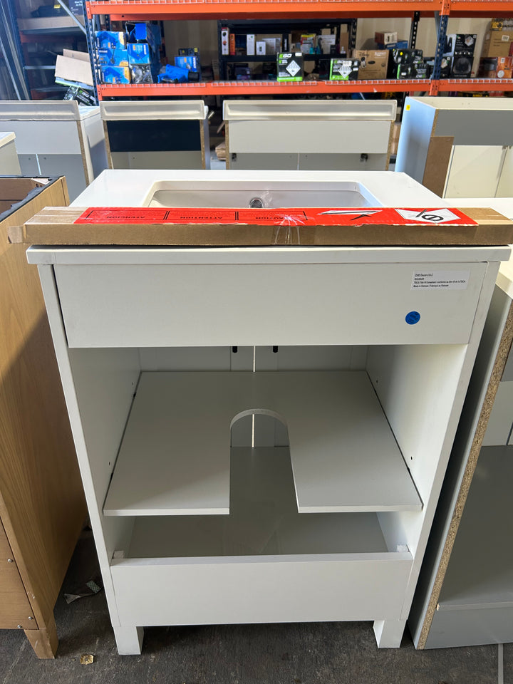 Style Selections Dolton 24-in True White Undermount Single Sink Bathroom Vanity with White Engineered Stone Top (damaged)