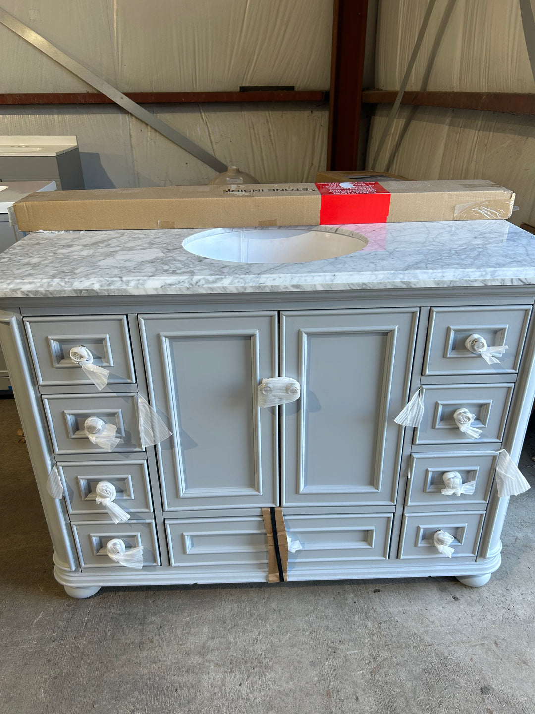 allen + roth Wrightsville 48-in Muse Gray Undermount Single Sink Bathroom Vanity with Natural Carrara Natural Marble Top (open box)