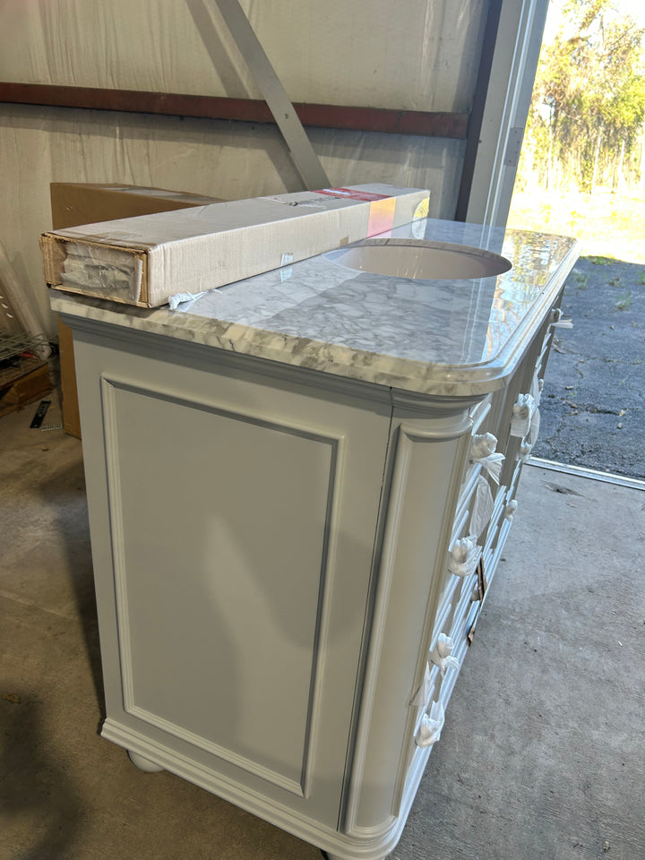 allen + roth Wrightsville 48-in Muse Gray Undermount Single Sink Bathroom Vanity with Natural Carrara Natural Marble Top (open box)