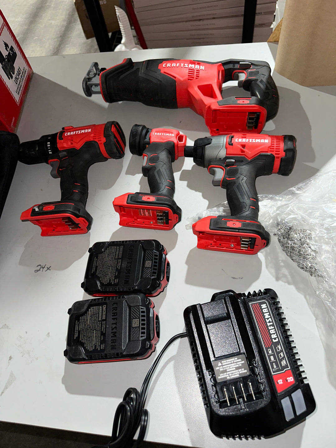 CRAFTSMAN V20 20-volt Max 4-Tool Power Tool Combo Kit with Soft Case (2-Batteries and Charger Included) (Used)