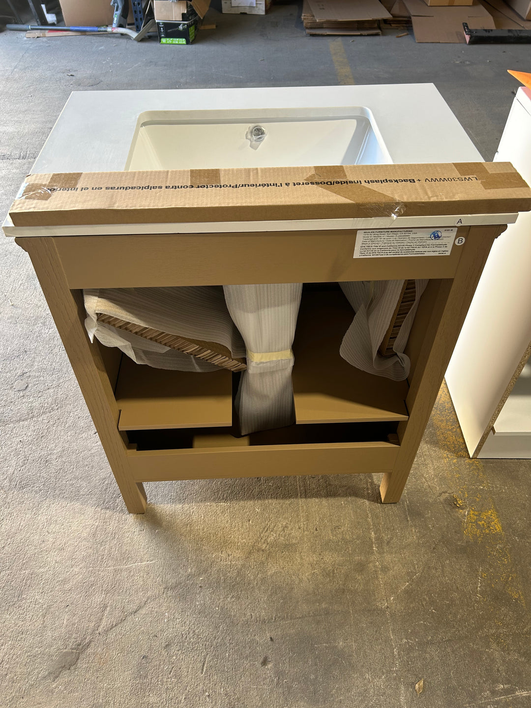 allen + roth Cantrell 30-in Clear Oak Undermount Single Sink Bathroom Vanity with White Engineered Stone Top (open box)